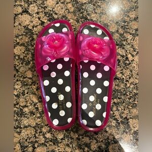 kate spade Hot Pink Jelly Slide Sandals with Polka Dot Insole